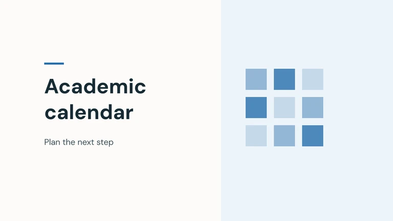 Academic calendar: plan the next step. Original illustration with simple geometric shapes.