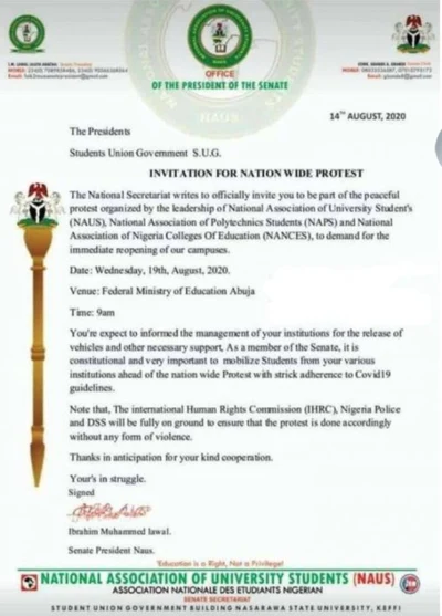 Nigerian students protest school closure