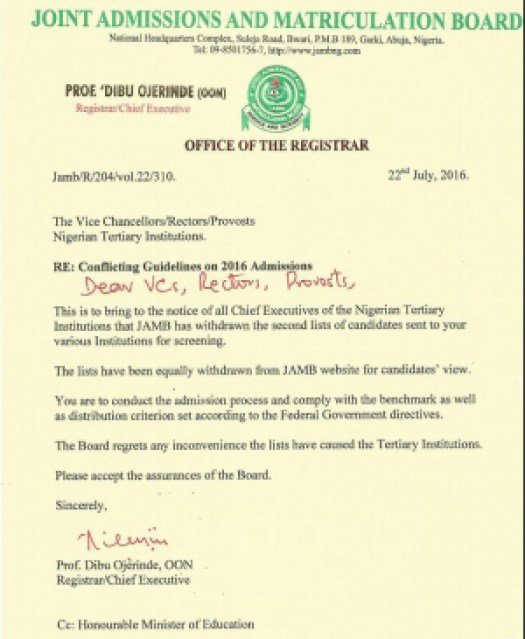 JAMB-letter