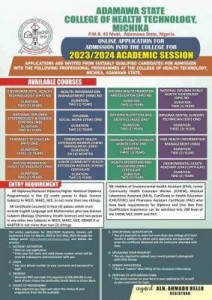 Adamawa State College of Health Technology (ASCOHT) Admission Form for 2023/2023 Session