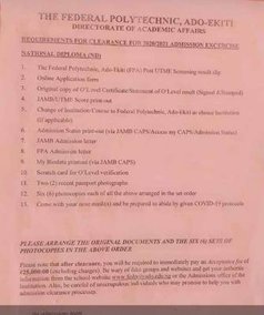 fed poly ado-ekiti clearance requirement