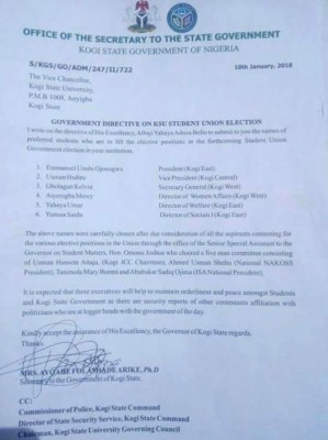 Kogi State Government Finally Releases Kogi State University Student Union Government List
