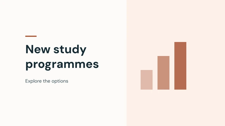 New study programmes: explore the options. Original illustration with simple geometric shapes.