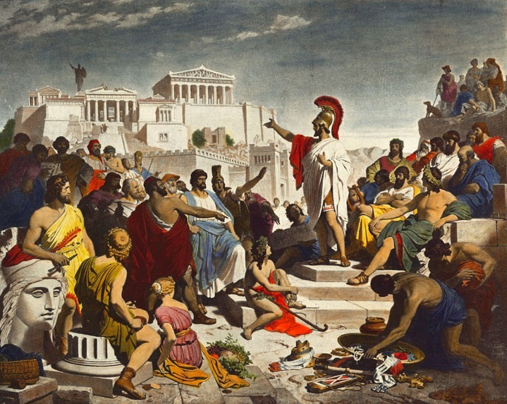 Nineteenth-century painting by Philipp Foltz depicting the Athenian politician Pericles delivering his famous funeral oration in front of the Assembly.