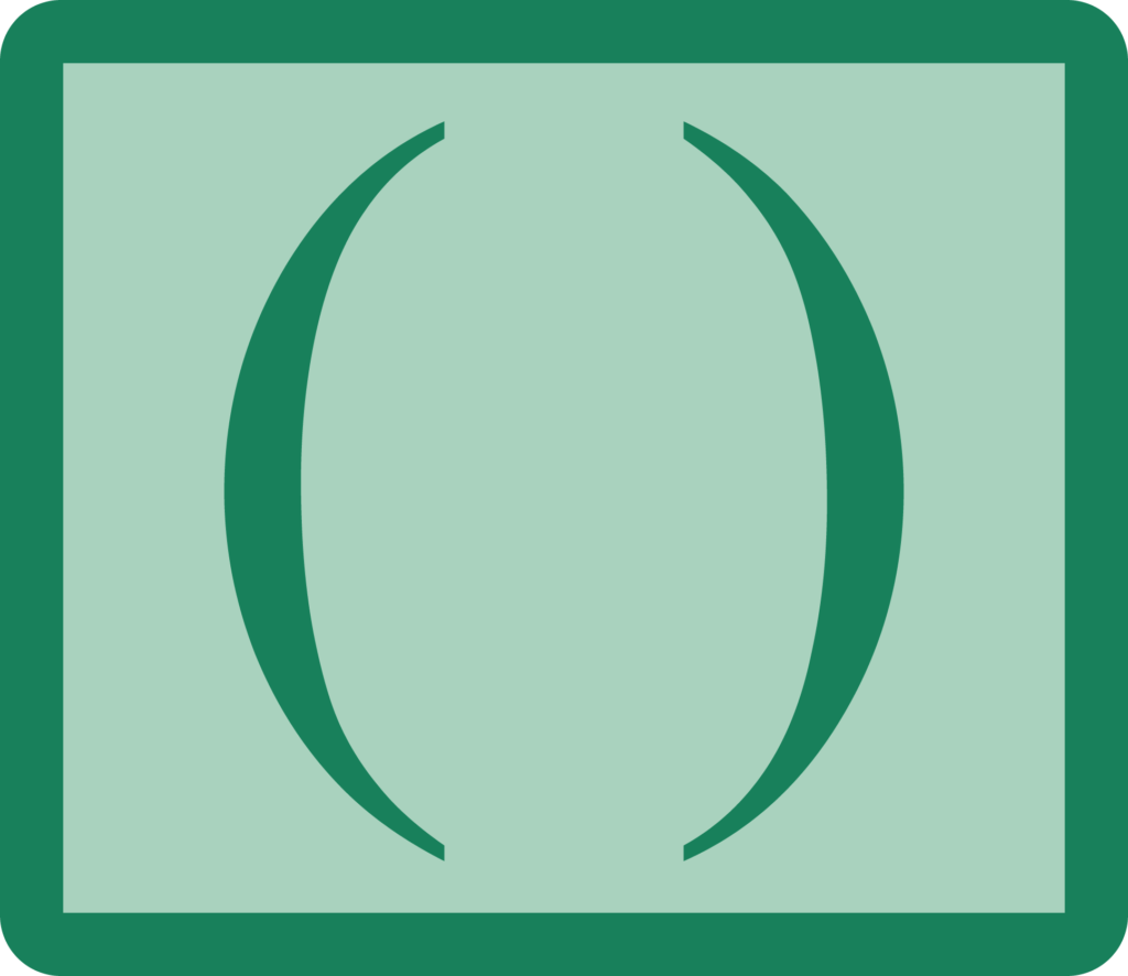 an icon showing opening and closing parentheses