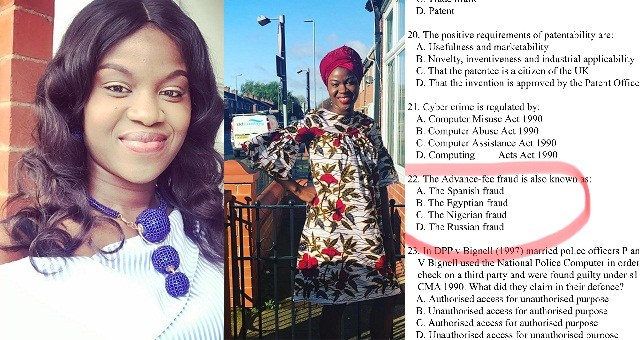 Nigerian Lady Schooling in UK Shares Exam Question About “Yahoo Yahoo” in Nigeria
