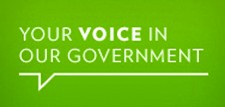 An image of a comment bubble that reads Your Voice in Our Government