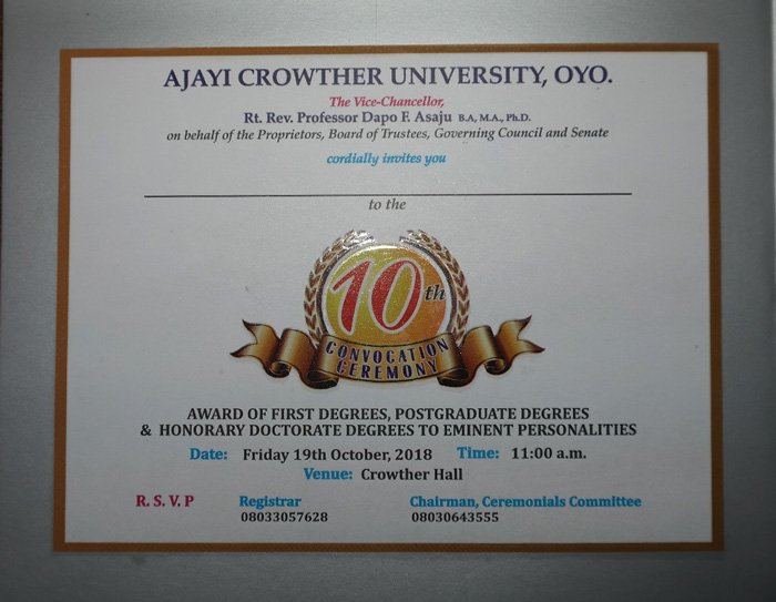 Ajayi Crowther University Postpones Convocation Ceremony, 2020
