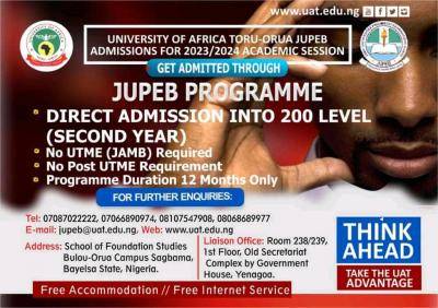 University of Africa, Toru-Orua (UAT) JUPEB Admission Form, 2023/2024 ...