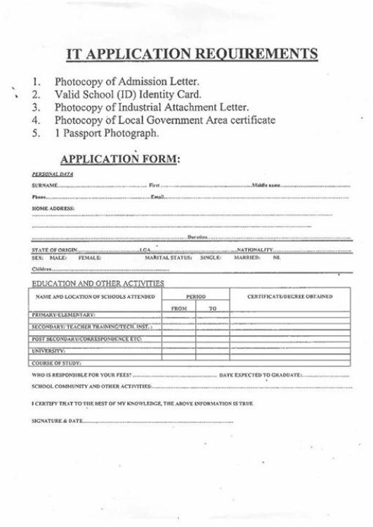 Exxon Mobil Industrial Training (IT) Application Form 
