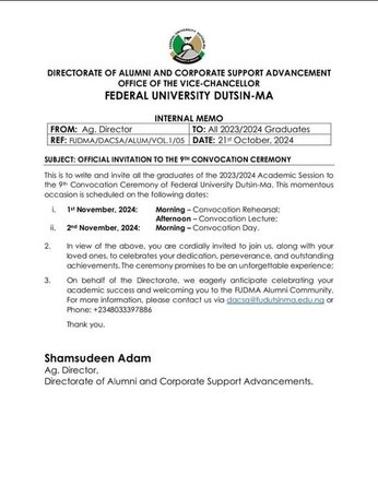 fudutsinma convocation