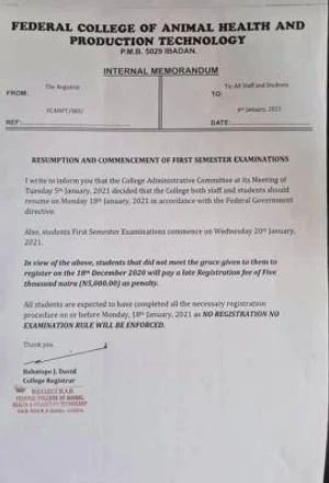 FCAHPTIB resumption notice