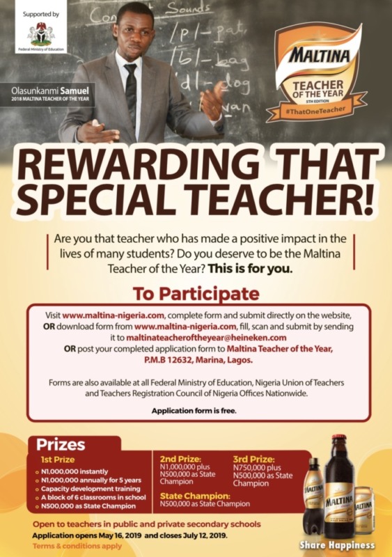 Maltina Teacher of the Year Award for Nigerian Teachers, 2019