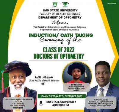 IMSU Induction/Oath Taking Ceremony for Class of 2022 Doctors of Optometry