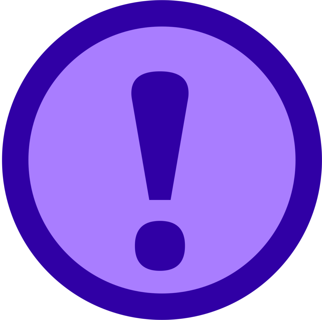 an icon showing an exclamation point in its center.