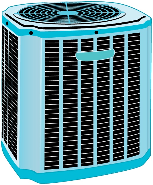 A residential heat pump.