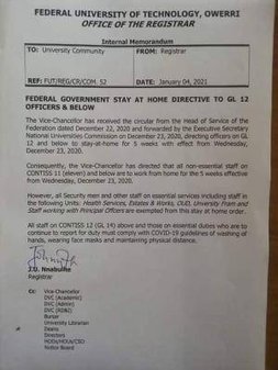 futo notice to staff