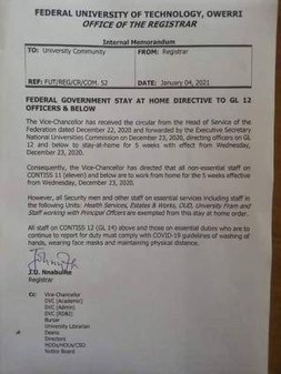 futo notice to staff