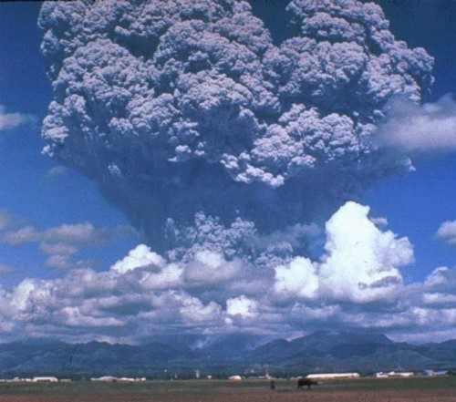 Volcanic eruption: The 1991 eruption of Mount Pinatubo in the Philippines.