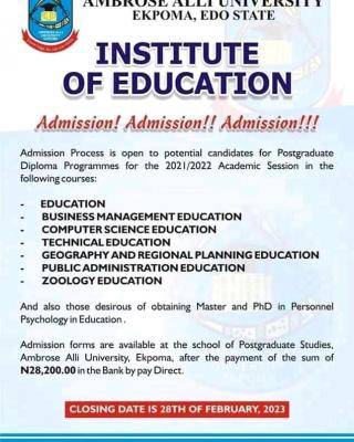 AAU Ekpoma Institute of Education Admission Form for 2021/2022 Session