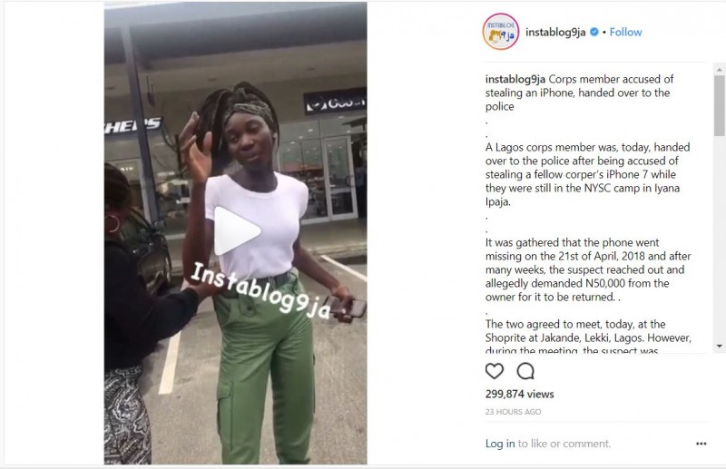 Female Corper Arrested For Stealing iPhone in Lagos State