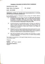 FCE pankshin temporary closes institution