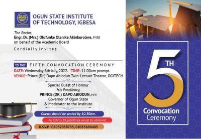 OGITECH 5th Convocation Ceremony Date Announced