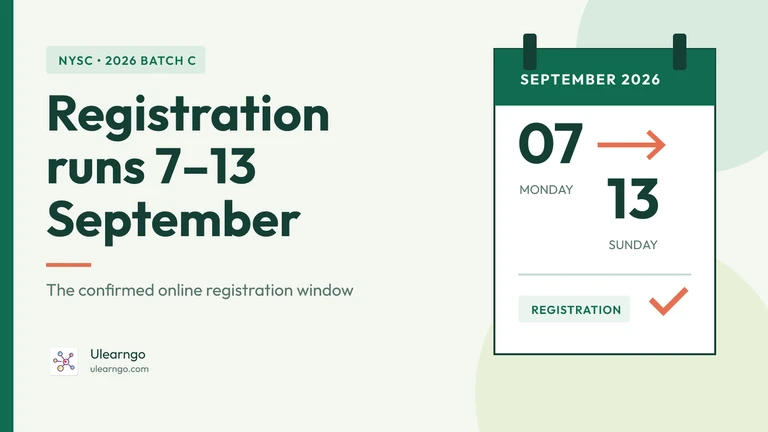 NYSC 2026 Batch C Registration Runs September 7–13