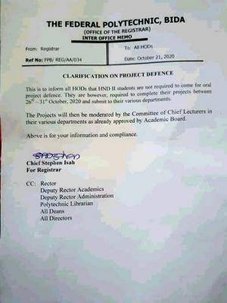 fed poly bida project defence notice